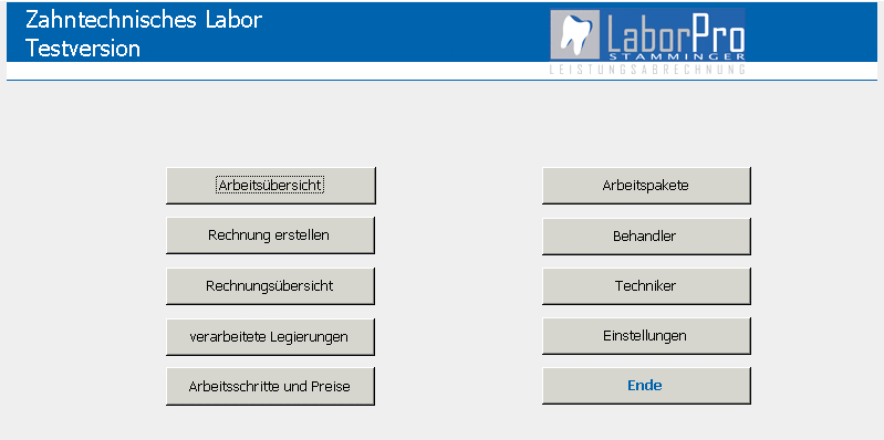   LaborPro Startbildschirm